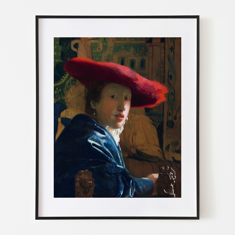 ヨハネス・フェルメール「赤い帽子の女」の鉛筆模写　額付き　箱あり SALE／60%OFF】 大注目 額 ヨハネス・フェルメール「赤い帽子の