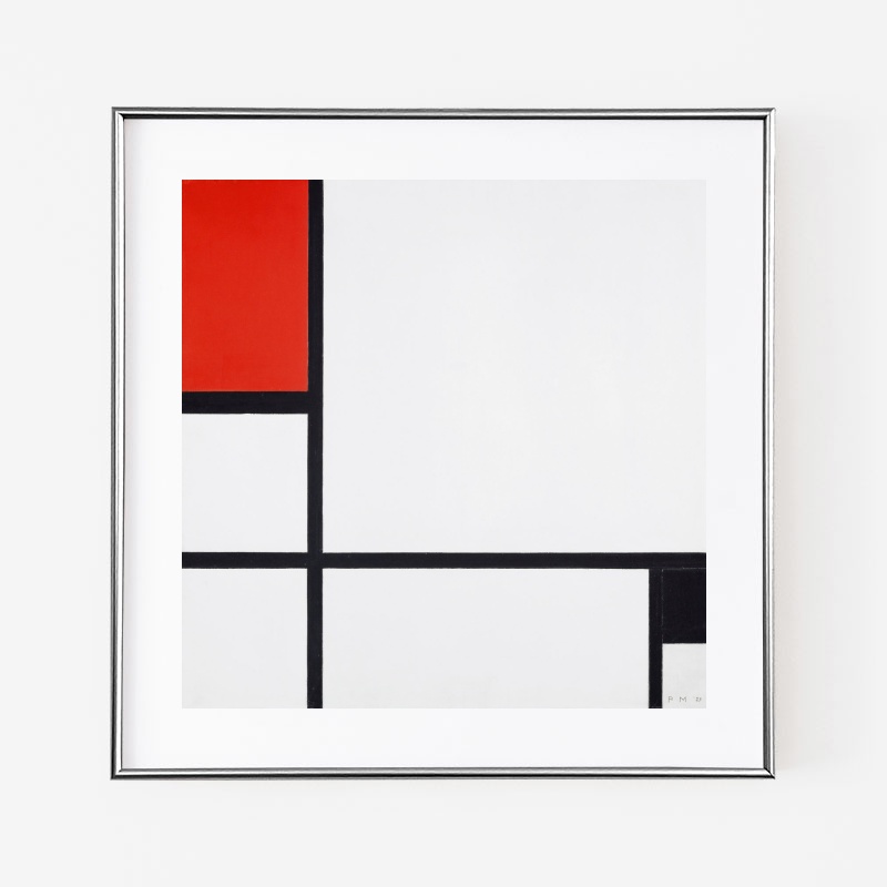 アメリカ ヴィンテージ 赤と黒の抽象画 フレーム付き アメリカ