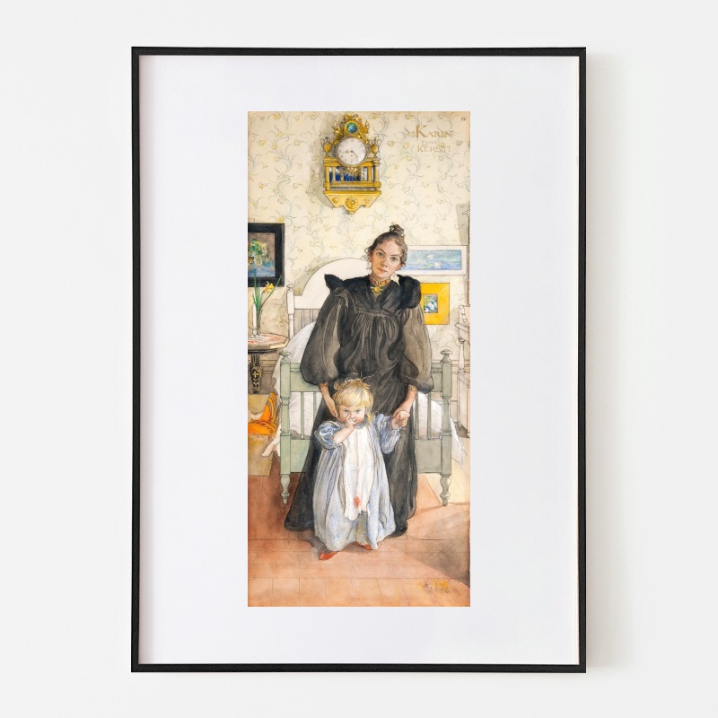 カール・ラーション、カーリンとチェシュティ、希少画集画、新品額装付 ボクらのアート / Karin and Kersti (1898) - カール・ラーション