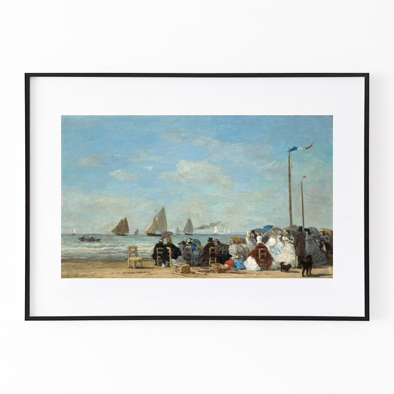 Luis Eugene Boudin 油彩画 海辺の風景 Luis Eugene Boudin 油彩画 海辺の風景