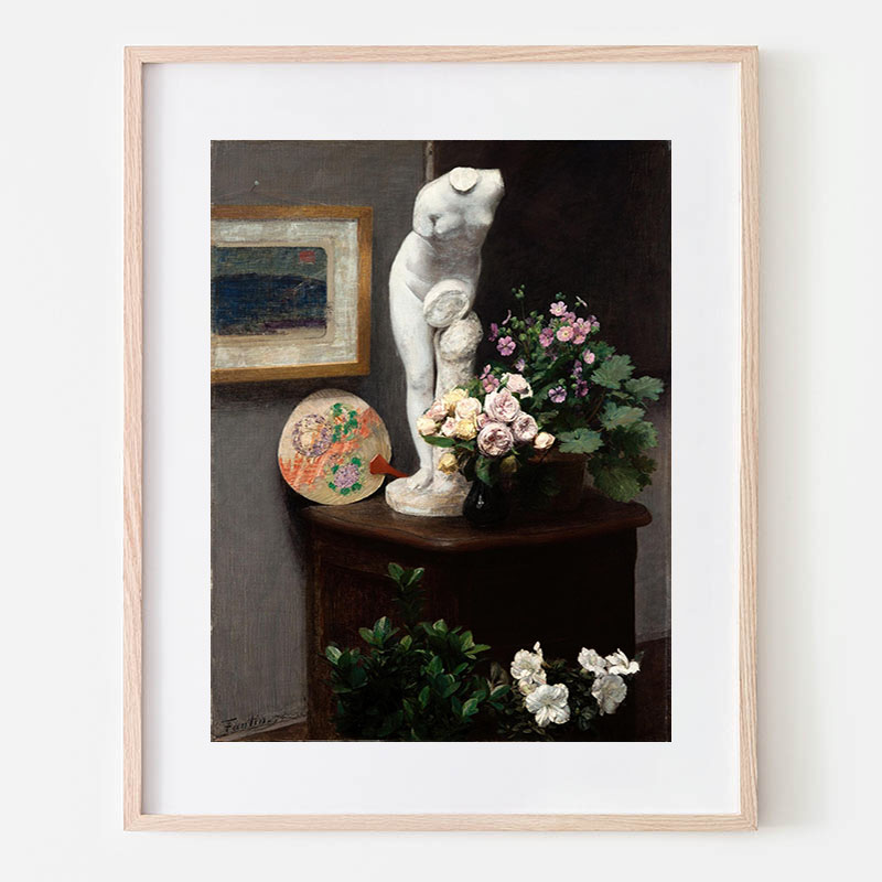 アンリ.ファンタン.ラトゥール「ニンフ」19世紀フランス ヘリオグラフィー ボクらのアート / Still Life with Torso and Flowers (1874