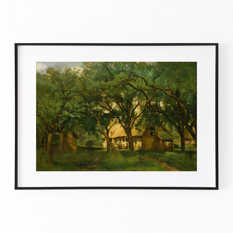 カミーユ・コロー、オンフルールのトゥータン農場、希少な額装用画集より ボクらのアート / The Toutain Farm at Honfleur - ジャン