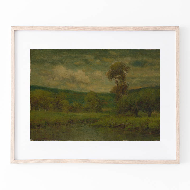 バリ クラシック 絵画 農村 米を作る2人の女性 ヴィンテージ70年代 希少品 ボクらのアート / Landscape (1884) - ジョージ・イネス
