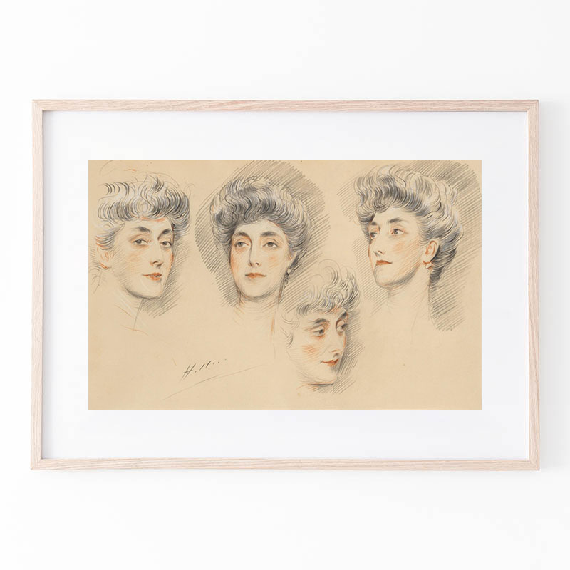 ポール・セザール・エリュー 女性像 人物画 作家直筆サイン 絵画 版画 真作保証 女性肖像画の画家」ポール・セザール・エリュー（Paul César